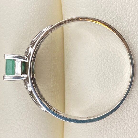Vtg. CID CLYDE DUNEIER 10K White Gold & 0.5 Ct. Natural Emerald Ring Sz. 7.5 - Picture 10 of 16